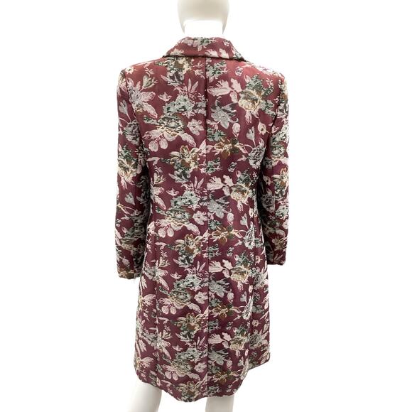Vince Camuto Coat Women’s SZ 10 Floral Nicely Tailored Buttons Pockets Burgundy - Picture 4 of 5